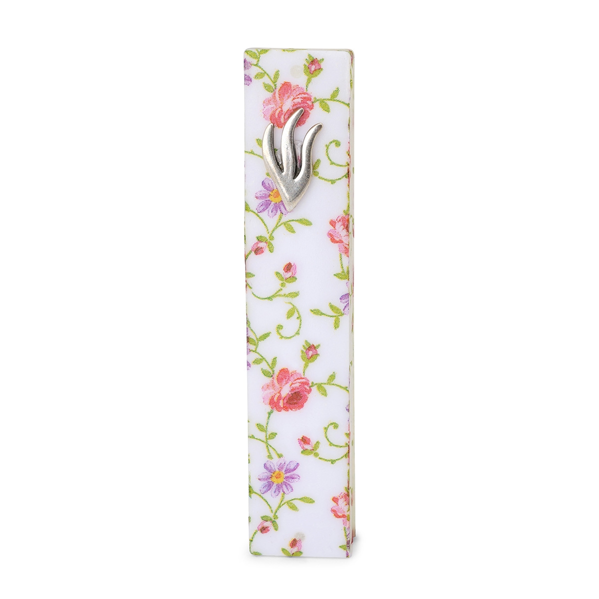 Lily Art Acrylic Pink and White Floral Mezuzah Case  - 1