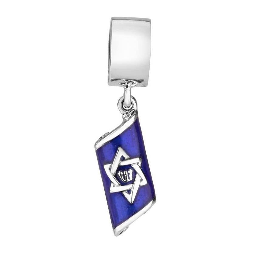 Marina Jewelry Silver Blue Enamel Mezuzah Pendant Charm - 1