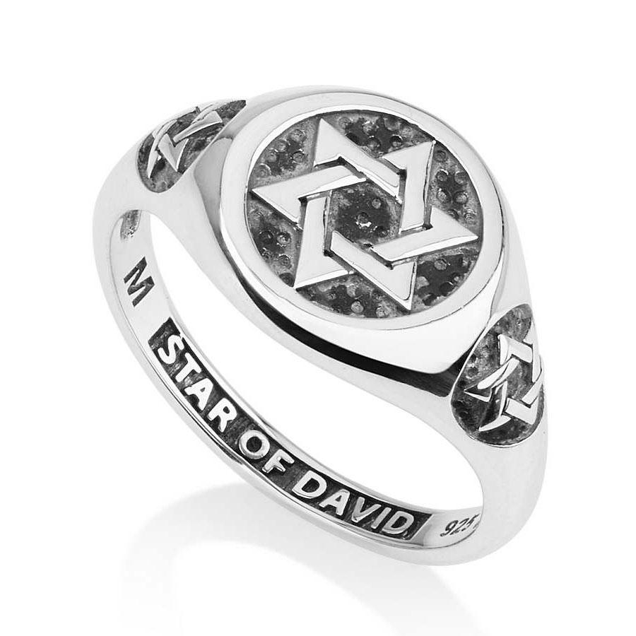 Marina Jewelry 925 Sterling Silver Three Stars of David Ring - 1