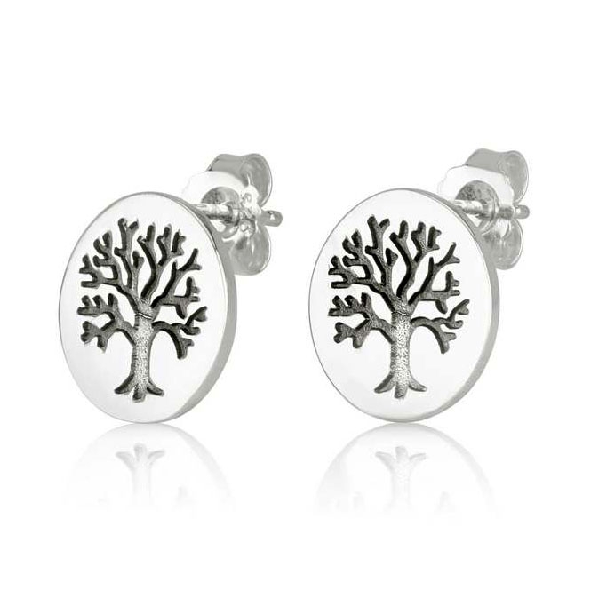 Marina Jewelry 925 Sterling Silver Tree of Life Earrings - 1