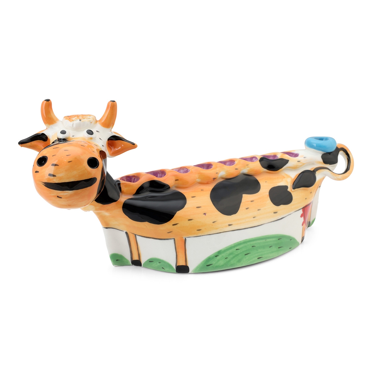 Handmade Ceramic Cow Children's Hanukkah Menorah - 1