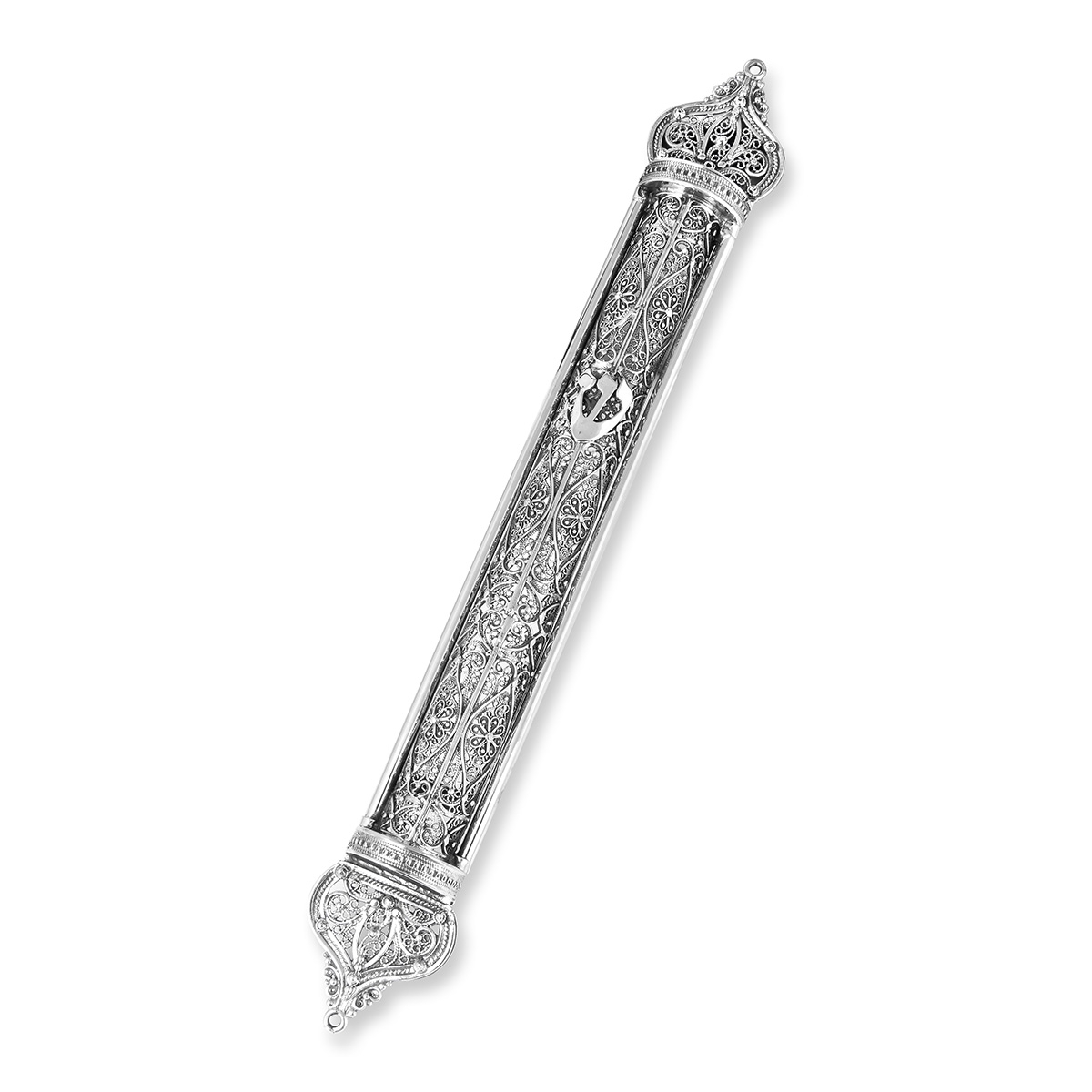 Traditional Yemenite Art Handcrafted Sterling Silver Mezuzah Case With Refined Design - 1