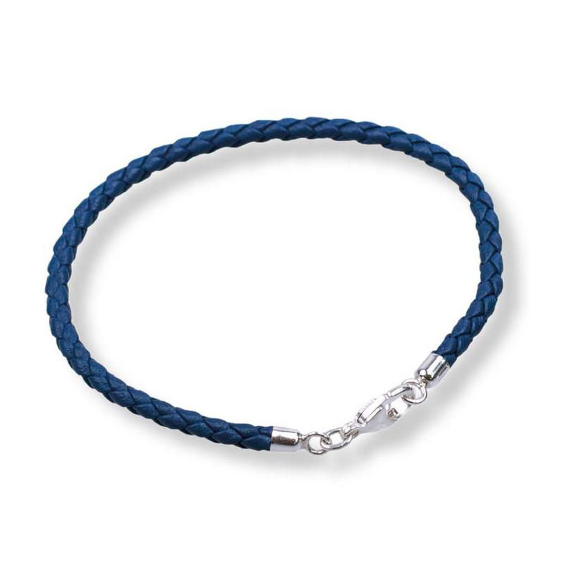 Marina Jewelry Leather Braided Bracelet with Standard Clasp - Blue - 1