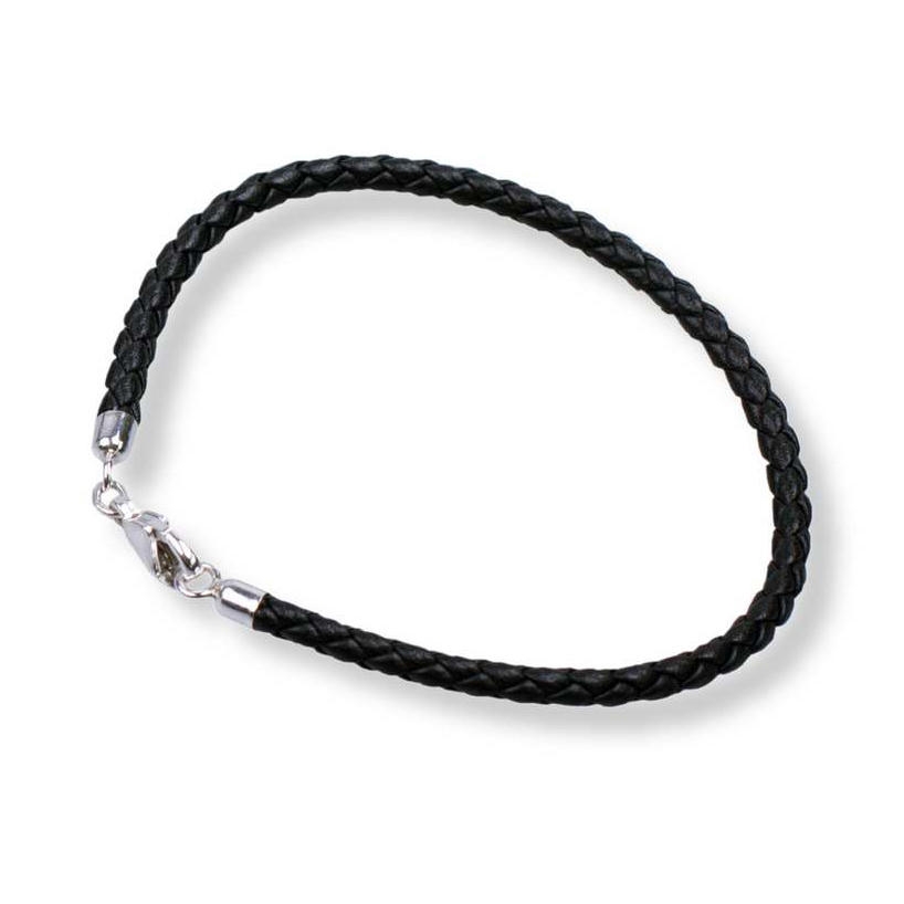 Marina Jewelry Leather Braided Bracelet with Standard Clasp - Black - 1