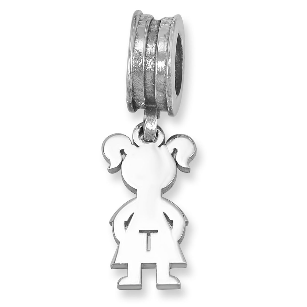 Sterling Silver Girl Initial Charm (English / Hebrew) - 1