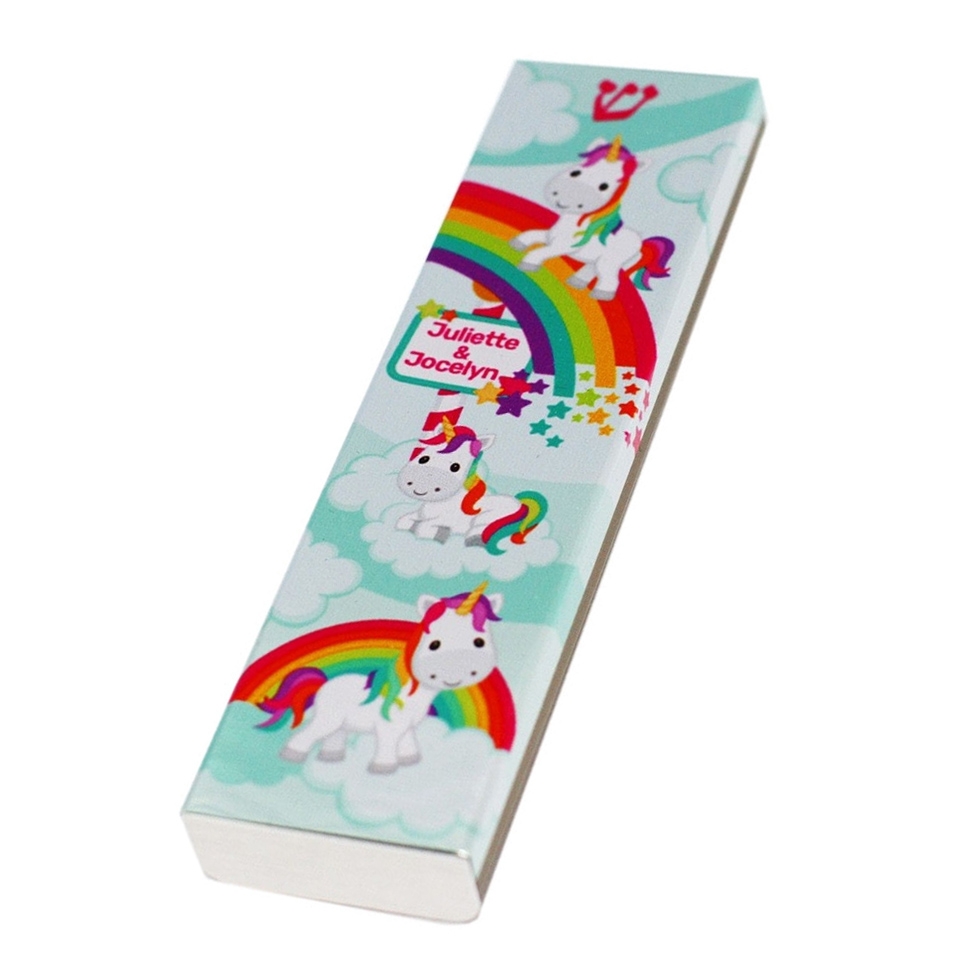 Ofek Wertman Personalized Children's Mezuzah Case - Rainbows and Unicorns - 1