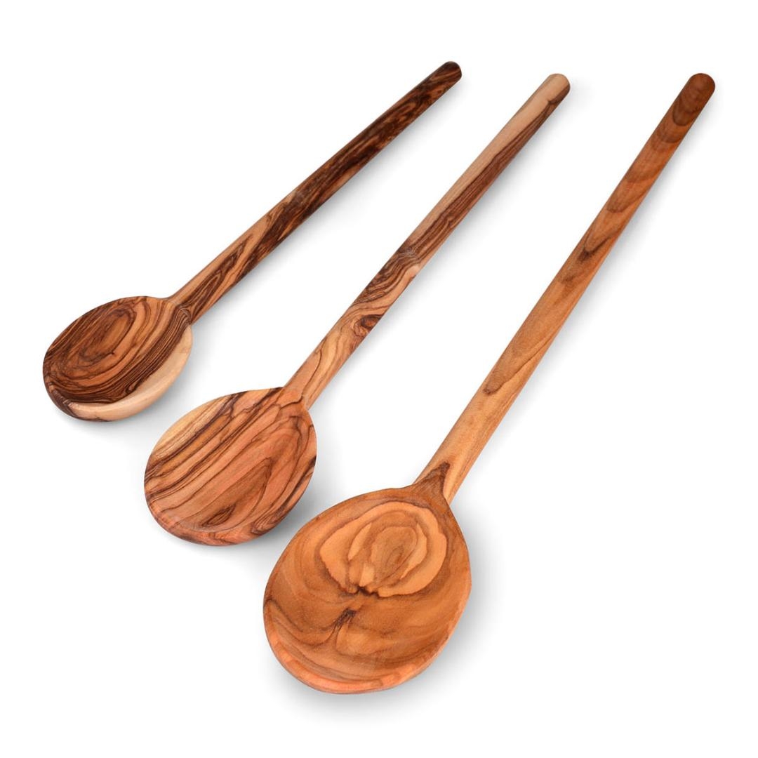 Olive Wood Set of Three Cooking Spoons - 1