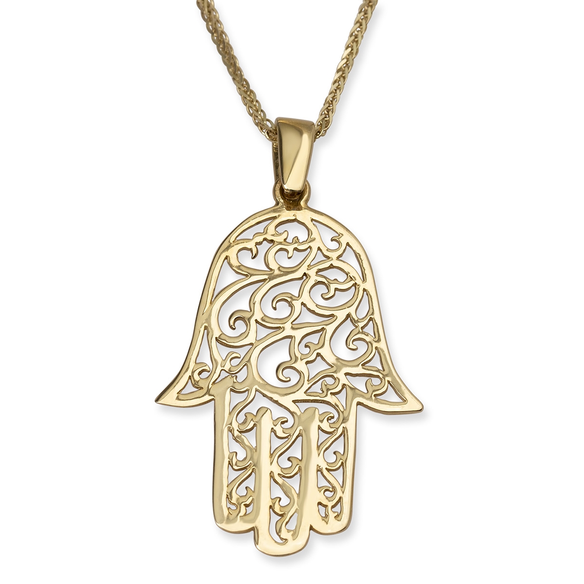 14K Yellow Gold Hamsa With Ornate Filigree Design , Jewish Jewelry ...