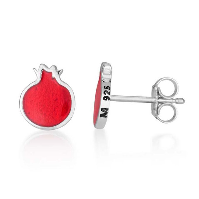 Marina Jewelry 925 Sterling Silver Stud Earrings With Pomegranate Design - 3