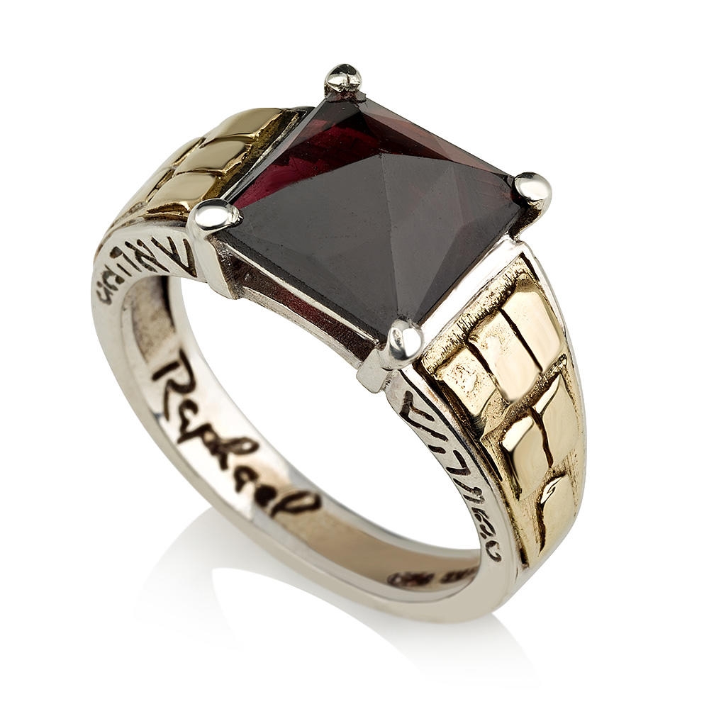 Sterling Silver and Gold Aaron the Priest Ring with Rose-Cut Onyx - 1