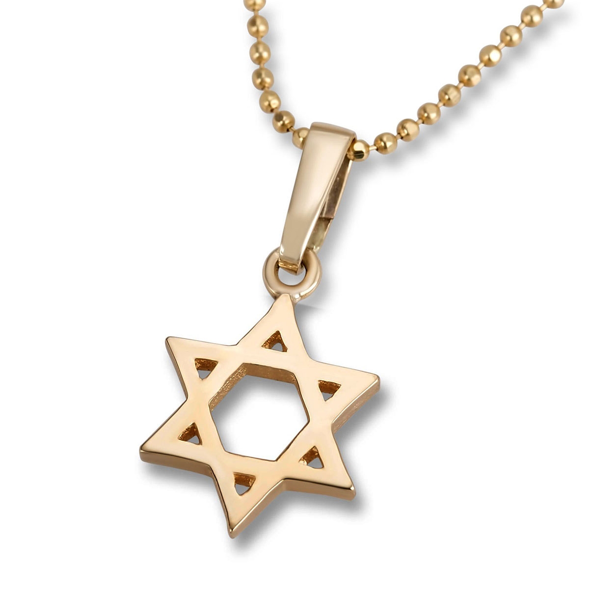 14K Gold Small Star of David Pendant Necklace - 1