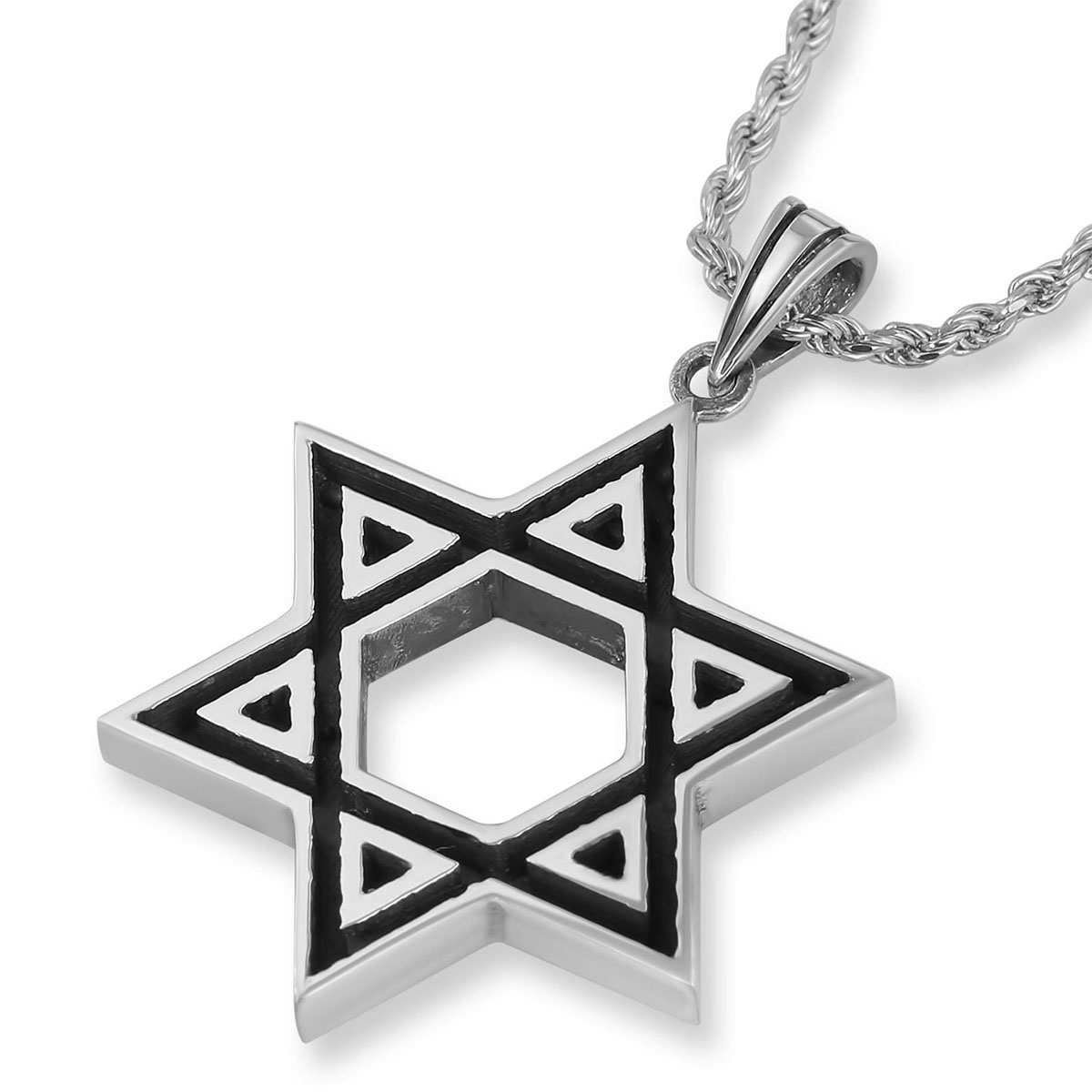 Sterling Silver Cutout Star of David Necklace - 1