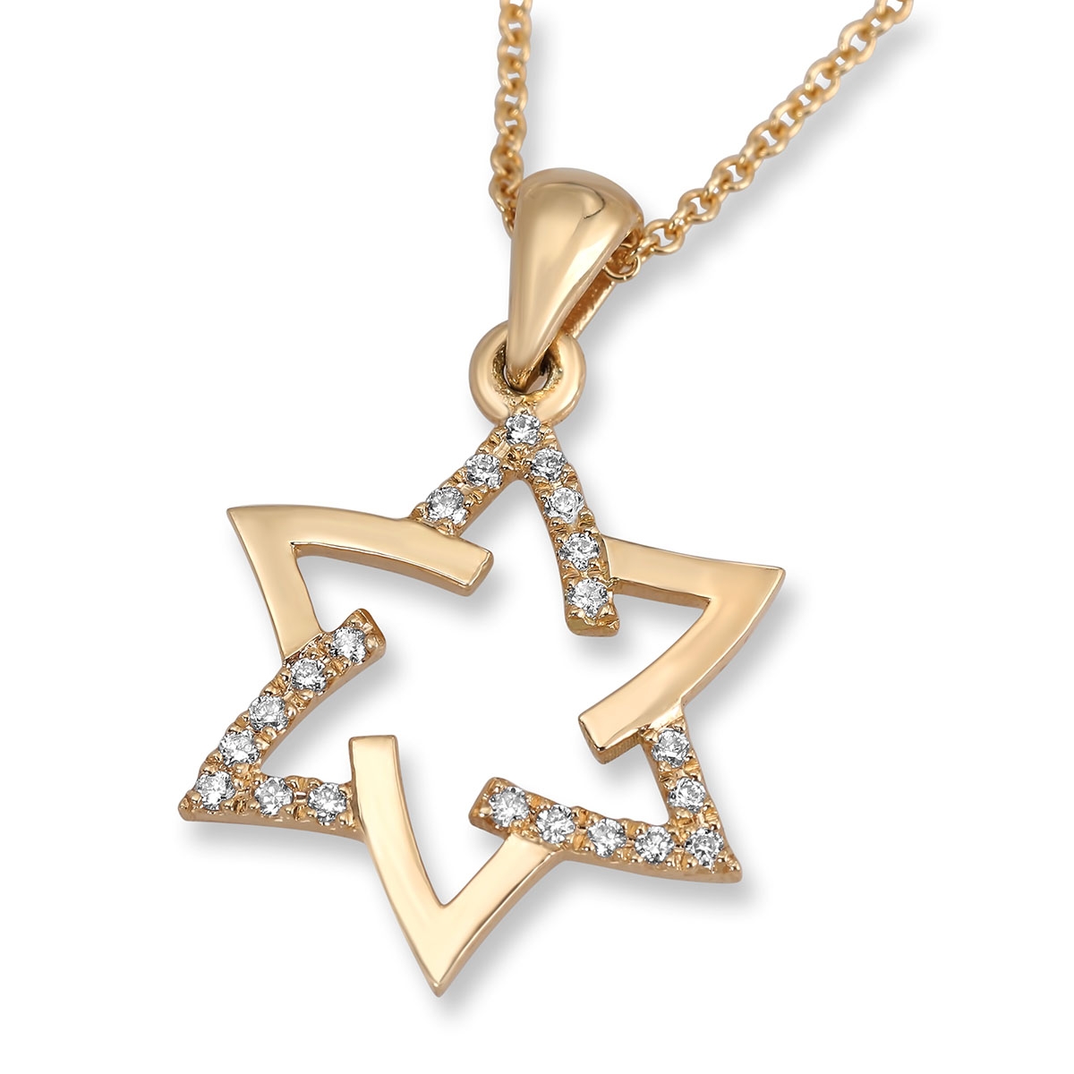Rafael Jewelry Contemporary Star of David 18K Gold Diamond Necklace - 1