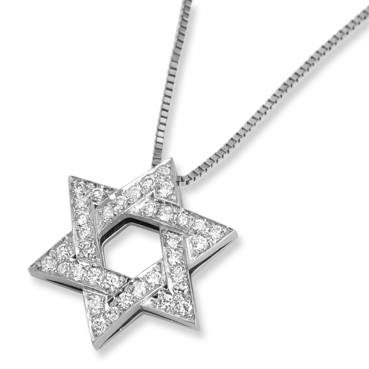 Rafael Jewelry Interlocked Star of David 18K White Gold Diamond Pendant - 1