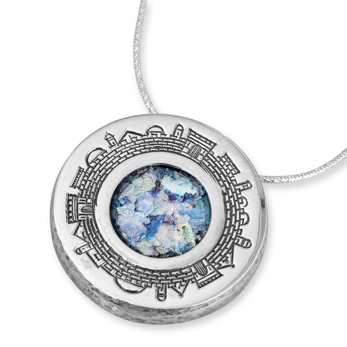 Rafael Jewelry Roman Glass and Silver Circle Necklace - Old Jerusalem - 1