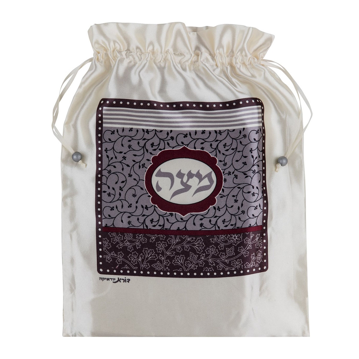 Dorit Judaica Designer Afikoman Bag With Floral Motif (Red) - 1