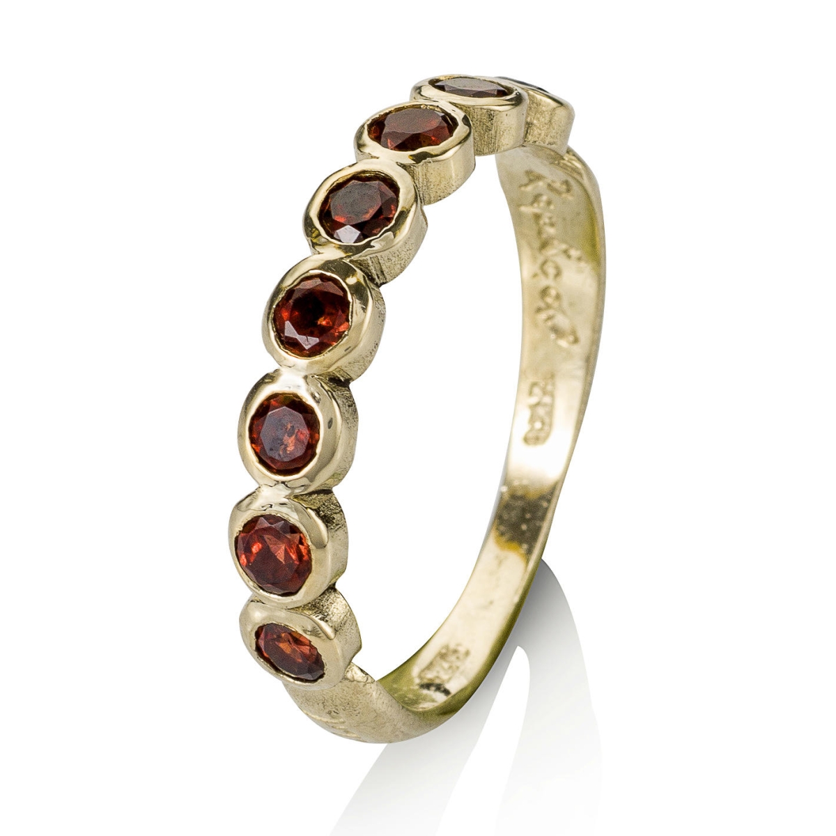 14K Yellow Gold Rose of Jericho Ring with Garnet Stones - 1
