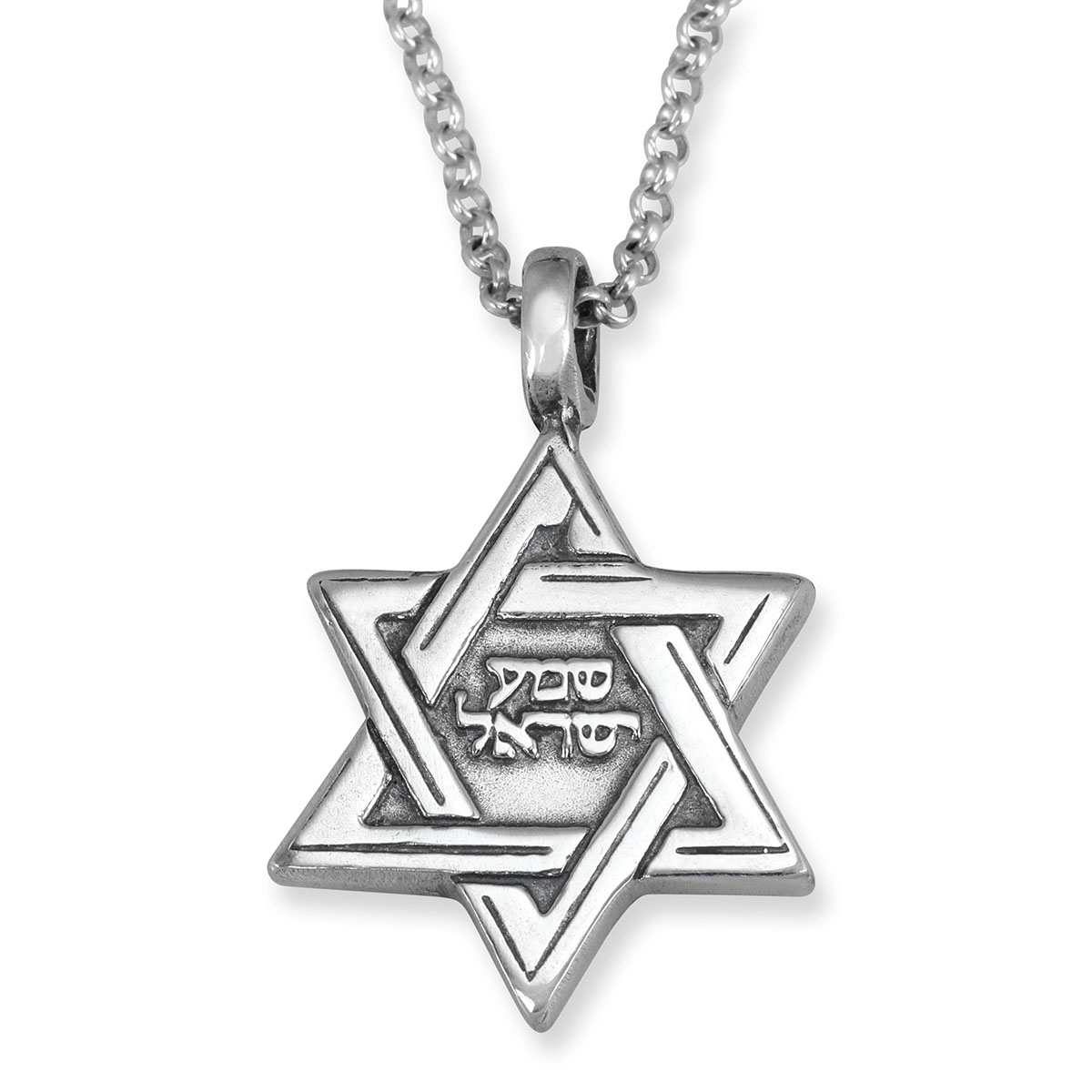 925 Sterling Silver Star of David Pendant Necklace with Microfilm Book of Psalms and Shema Yisrael (Deuteronomy 6:4) - 1