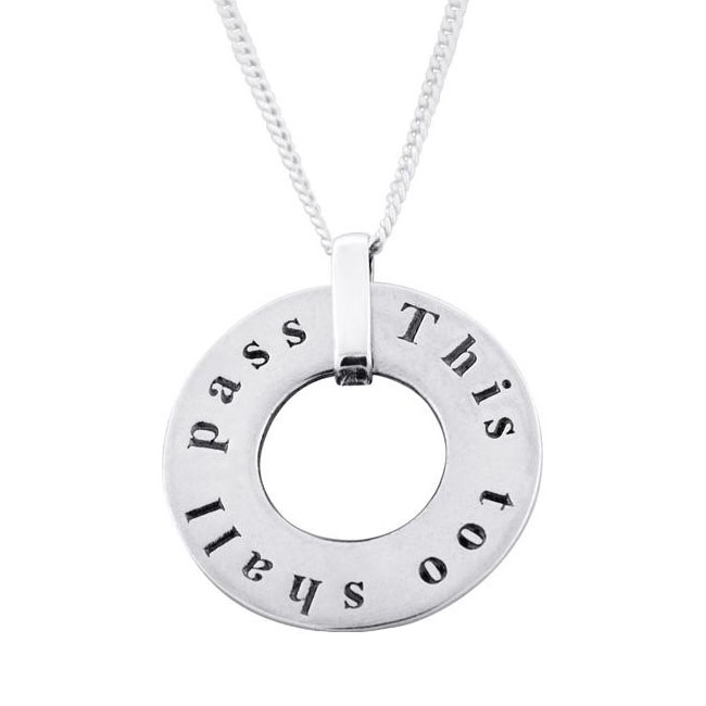  Large Silver Wheel Necklace - This Too Shall Pass - 1
