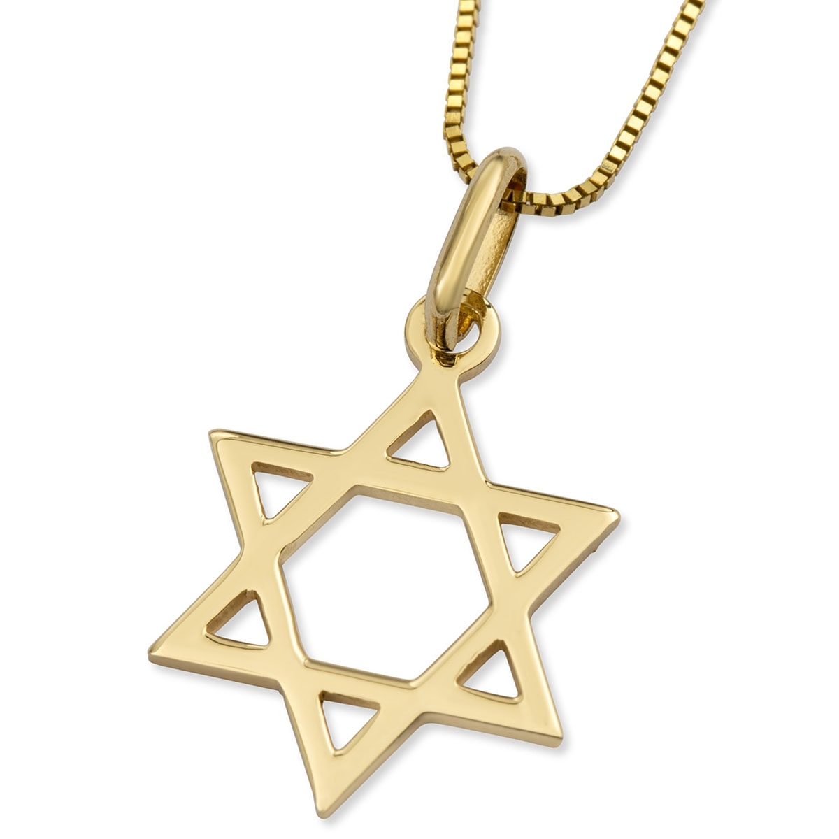 Stylish 14K Yellow Gold Star of David Pendant Necklace, Jewish