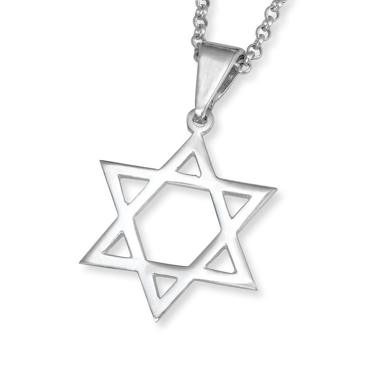 Classic Sterling Silver Star of David Pendant Necklace - 1