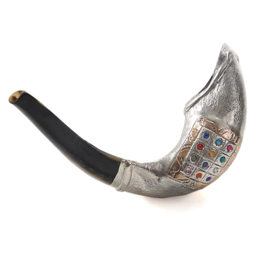 Barsheshet-Ribak Silver-Plated Ram’s Horn Hoshen Shofar - 1