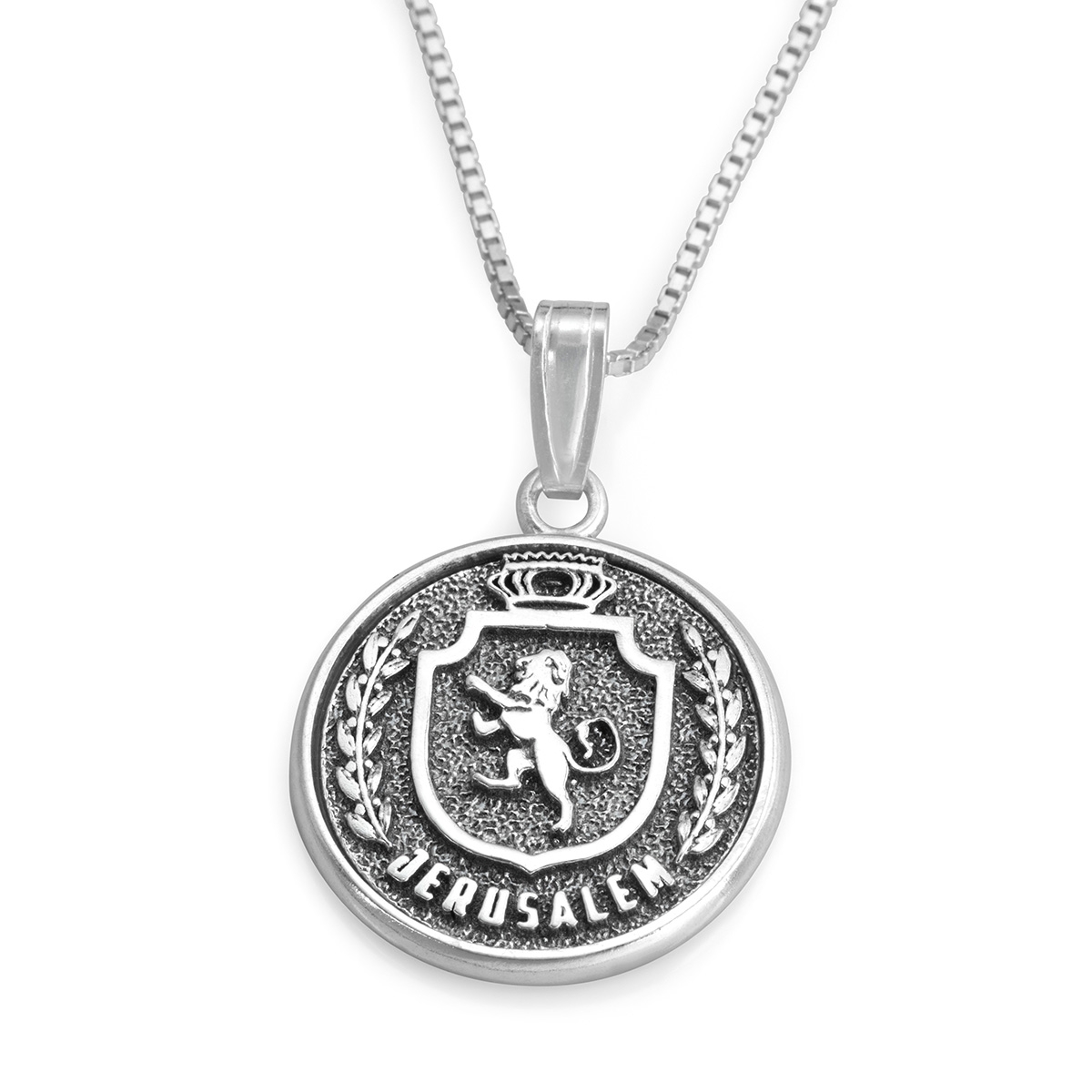 Handcrafted Sterling Silver Medallion Necklace With Jerusalem Emblem Design - 1