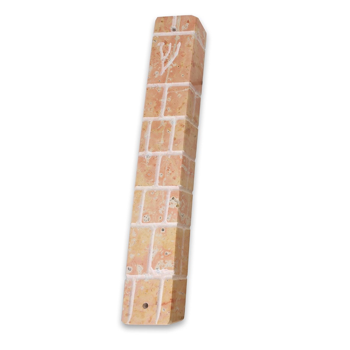 Extra Large Red Jerusalem Stone Mezuzah Case With Western Wall Design - 1
