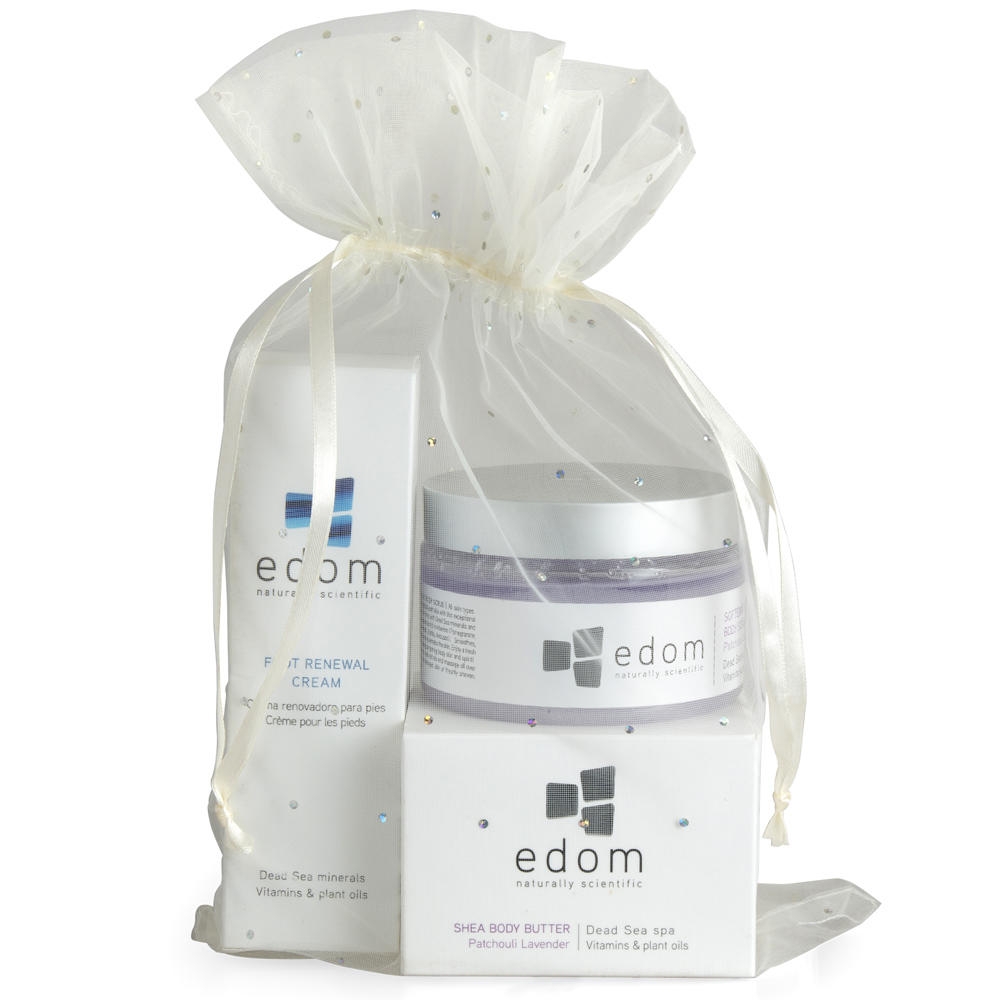 Edom Spa Kit: Foot Renewal Cream, Softening Salt Body Scrub, Shea Body Butter - 1