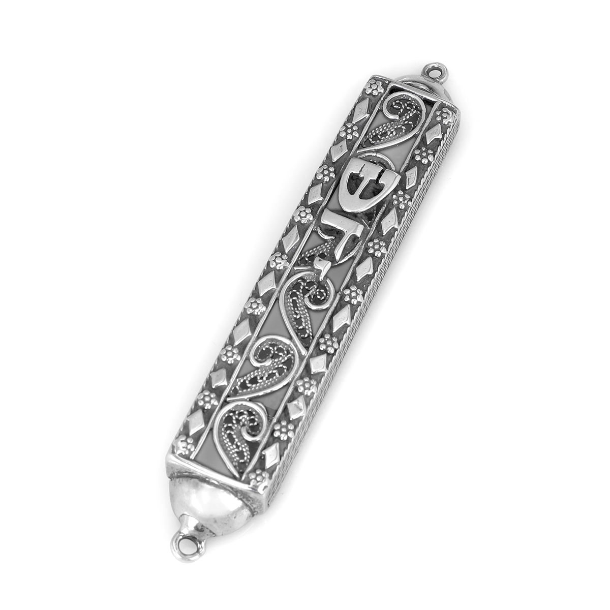 Traditional Yemenite Art Exquisite Handcrafted Sterling Silver Mezuzah Case - 1