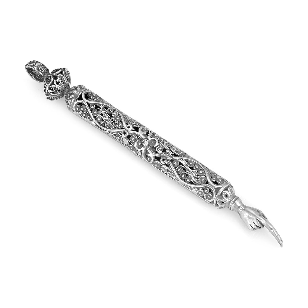 Traditional Yemenite Art Handcrafted Sterling Silver Torah Pointer With Filigree Design - 1