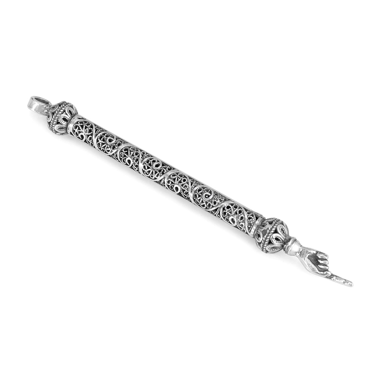 Traditional Yemenite Art Handcrafted Sterling Silver Torah Pointer With Stylish Filigree Design - 1