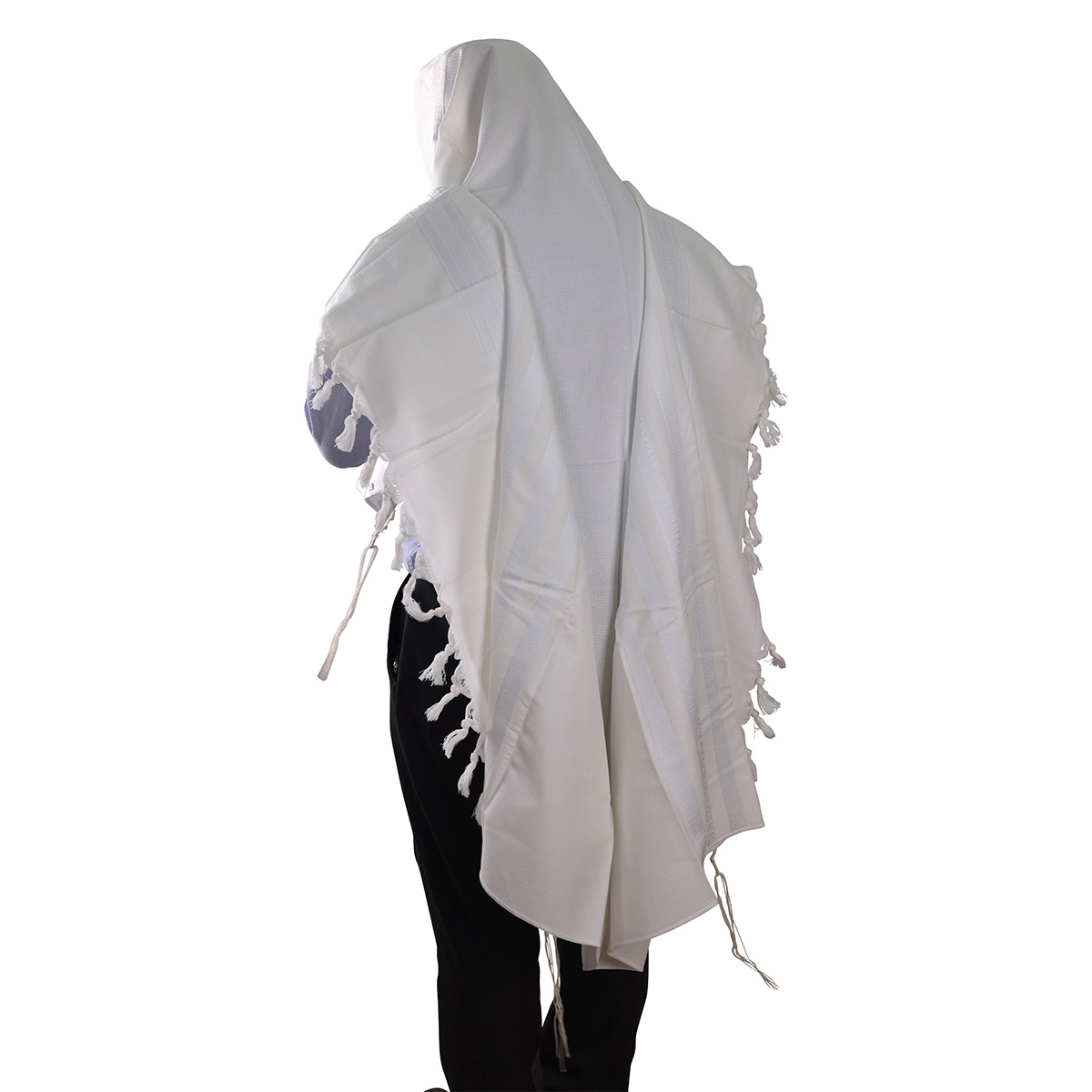100% Cotton Tallit Prayer Shawl with White Stripes - 1