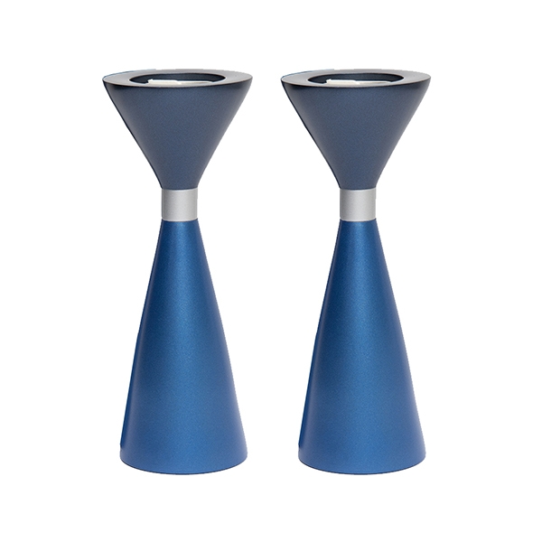 Yair Emanuel Two-Sided Anodized Aluminum Shabbat Candlesticks (Choice of Color) - 1