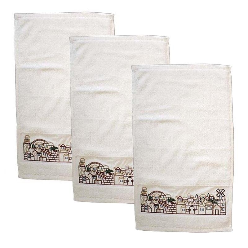 Yair Emanuel Set of 3 Embroidered Hand Towels – Jerusalem - 1