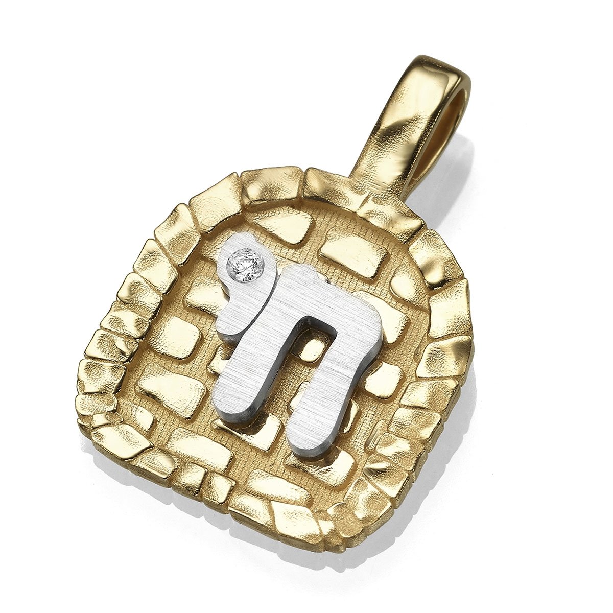 Yaniv Fine Jewelry 18K Yellow Gold Canaanite Gate Pendant With Chai Symbol - 2