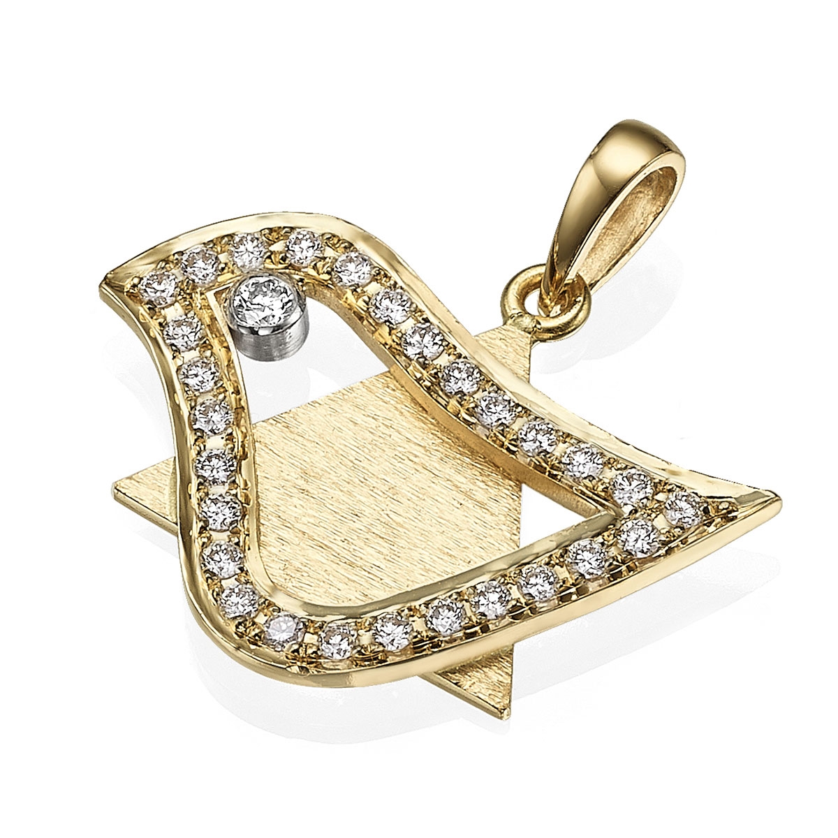 Yaniv Fine Jewelry Diamond-Encrusted 18K Yellow Gold Star of David and Dove of Peace Pendant - 1