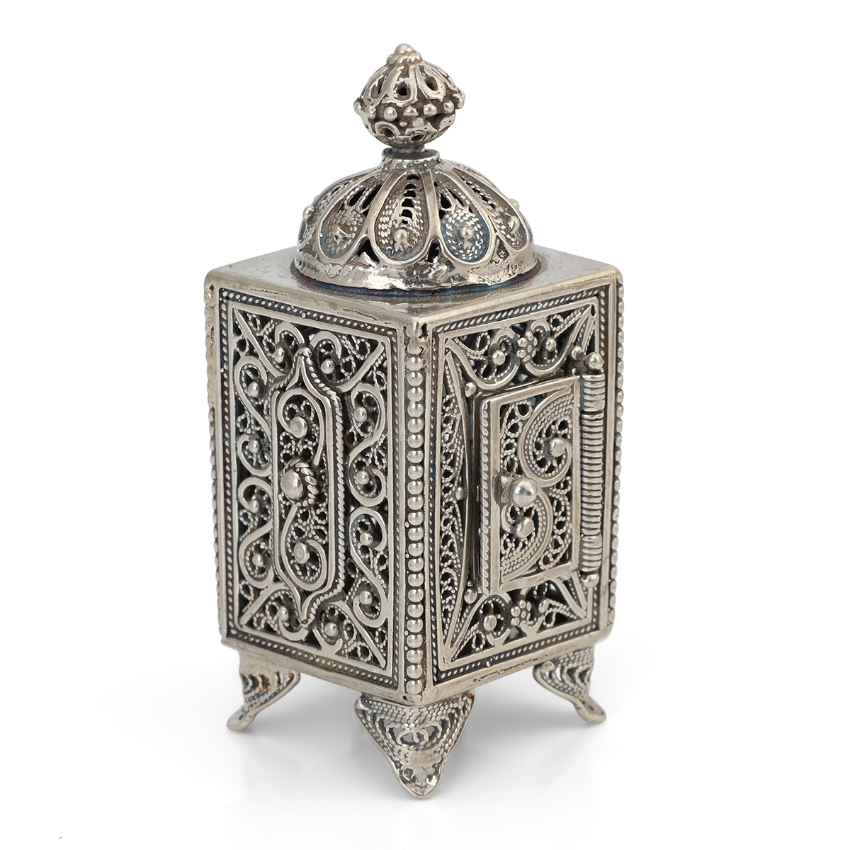 Small Handcrafted Sterling Silver Filigree Havdalah Spicebox - Traditional Yemenite Art - 1