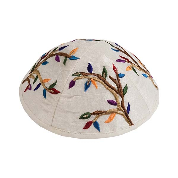 Yair Emanuel Embroidered Silk Kippah - Tree Brown - 1