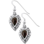  Silver Heart Earrings with Garnet Stone - 1