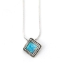  Sterling Silver Square Opal Necklace - 1