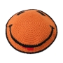 Hand Made Knit Kippah With Smiley Face - 1