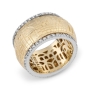 Deluxe 14K Gold Four Gates of Jerusalem Spinning Ring with White Diamonds - 3