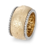 Deluxe 14K Gold Four Gates of Jerusalem Spinning Ring with White Diamonds - 6