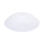 High-Quality Knitted Solid White Kippah - 1