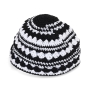 Crocheted Black and White Pattern Frik Kippah  - 2