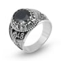 Men’s Onyx and Sterling Silver IDF Land of Israel Ring - 2