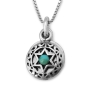 Priestly Blessing: Little Double Disk Star of David Pendant with Turquoise - Numbers 6:24 - 3