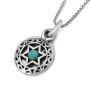 Priestly Blessing: Little Double Disk Star of David Pendant with Turquoise - Numbers 6:24 - 4