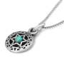 Priestly Blessing: Little Double Disk Star of David Pendant with Turquoise - Numbers 6:24 - 5